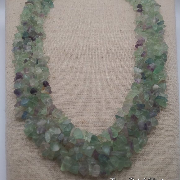 Amethyst and Aquamarine Wide Strand Chip Necklace - Picture 5 of 7
